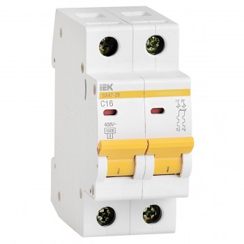 Întrerupător automat IEK ВА47-29 2P, tip C, 4.5 kA, 16 A, 400 V