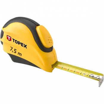 Рулетка TOPEX 7.5 м x 25 мм с автостопом, стальная лента, двухкомпонентный корпус 27C387