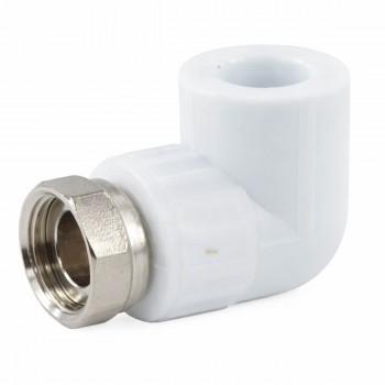 Угол полипропиленовый с накидной гайкой EMIRPLAST 20 мм х 3/4" ВР белый