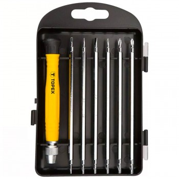 Set de șurubelnițe cu mâner de șurubelniță + 6 tije TOPEX 39D551