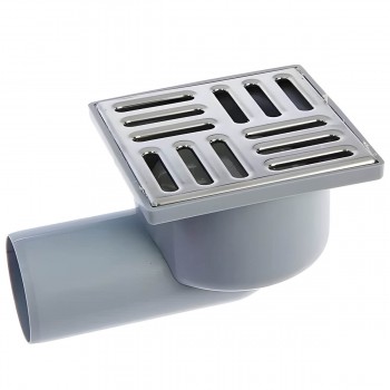 Sifon pardoseală cu ieșire orizontală Ani Plast d.50 mm, cu grilă din oțel inoxidabil 100 x 100 mm