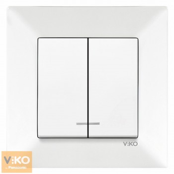 Выключатель с подсветкой Viko, белый, Meridian двухклавишный 90970050