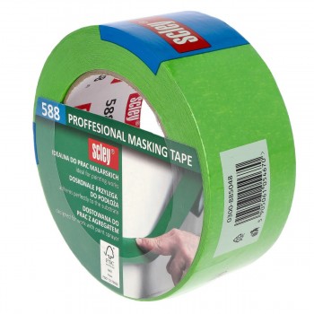 Bandă de mascare pentru vopsire SCLEY 588, 48 mm x 50 m, verde, rezistentă la raze UV, îndepărtare fără urme până la 14 zile