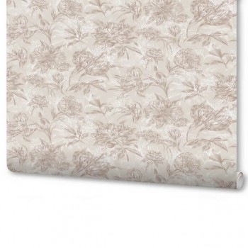 Виниловые обои на флизелиновой основе Wallsecret Comfort Aroma 9142-12, бежевые, флористика, 1,06 х 10,05 м