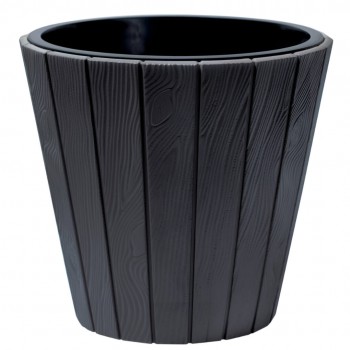 Горшок для цветов Prosperplast Woode DBWO300-S433, 8/12 л, 299х281 мм, пластиковый, черный
