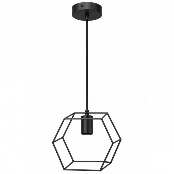 Lustră suspendată S3449-1, neagră, din metal, pentru 1 bec, stil loft