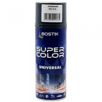 Эмаль аэрозольная BOSTIK Super Color UNIVERSAL серый-антрацит глянцевая 400 мл
