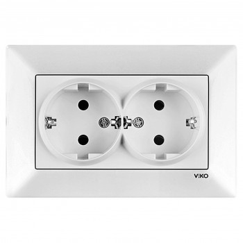 Розетка двойная Viko Meridian 16 A, IP20, белая, скрытая, с заземлением 90970056