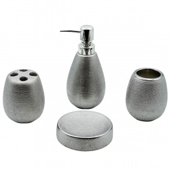 Set accesorii baie din ceramică, 3 piese, argintiu (Art. 14-2)