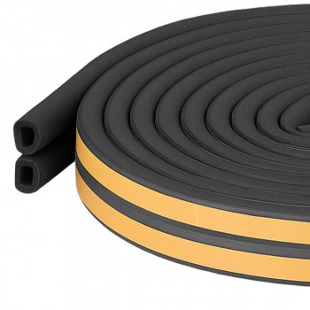 Garnitură de etanșare autoadezivă pentru uși și ferestre, profil D PRIMAFLEX 14x12 mm, neagră