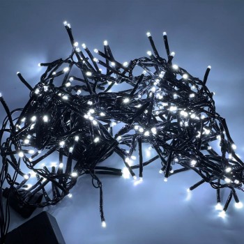 Ghirlandă tip perdea-ploaie LED 3 m x 0,7 m, alb rece, cablu negru