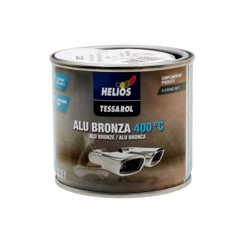 Эмаль термостойкая HELIOS TESSAROL ALU BRONZA 400 °C, черный, 0.2 л