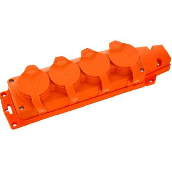 Bloc 4 prize din cauciuc cu împământare și capace Horoz Electric 16A 250V IP54 221.000.401