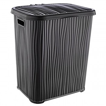 Coș pentru rufe cu capac Ozer Plastik Wavy L037, 48 l, din plastic, 33,5 x 42 x 49,5 cm