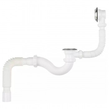 Sifon pentru cadă Aquant PV150-30-MR cu sistem click-clack, preaplin automat, dimensiuni 1 1/2"x40 mm, 40x40/50 mm