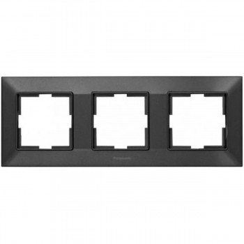 ramka-trojjnaja-gorizontal-naja-dlja-rozetok-i-vykljuchatelejj-panasonic-arkedia-slim-chernyjj-matovyjj-84kh226-mm-wntf08032bl