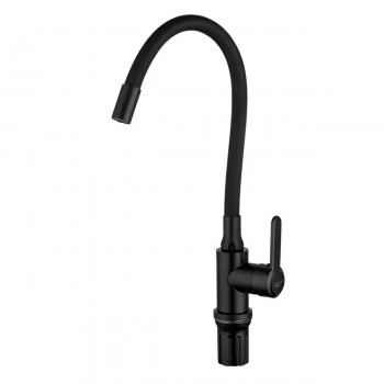 Baterie pentru bucătărie FRUD R42052-32, monocomandă, cu pipă flexibilă, negru mat