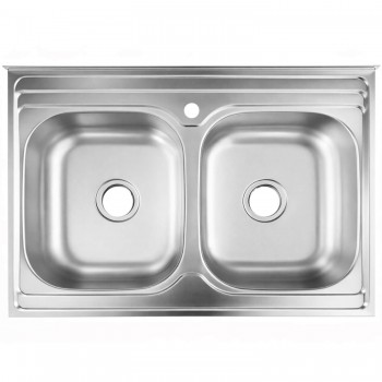 Двойная мойка для кухни MIXXUS Z8060B-08-180E DOUBLE, 800х600 мм, нержавеющая сталь, 2 чаши, 0.8 мм, глубина 180 мм