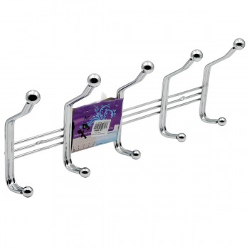 Вешалка настенная на 5 крючка, металл хром, для ванной и прихожей JA3177-2