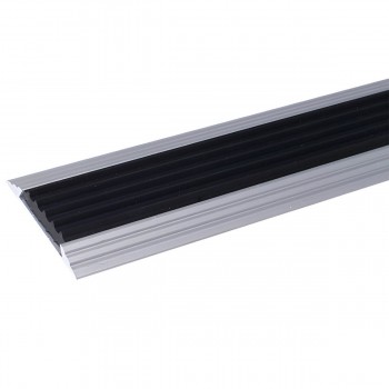 Profil antiderapant din aluminiu pentru trepte Dekora P1, plat, 1,8 m, culoare silver matt