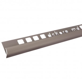 Profil de finisare pentru trepte din aluminiu Dekora R10, 10x10 mm, 2500 mm, Champagne Matt