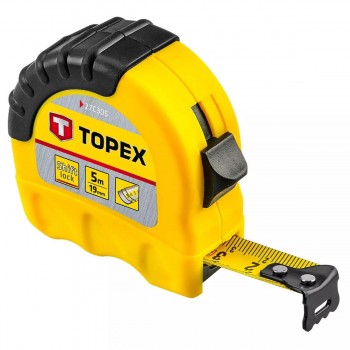 Рулетка TOPEX 5 м x 19 мм с фиксатором, стальная лента 27C305