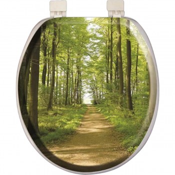 Сиденье для унитаза мягкое Softy с рисунком леса, пластиковое, белое