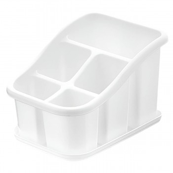 Suport pentru tacâmuri din plastic Dunya, cu tăviță, 5 compartimente, 200x150x130 mm (Art. D14011)