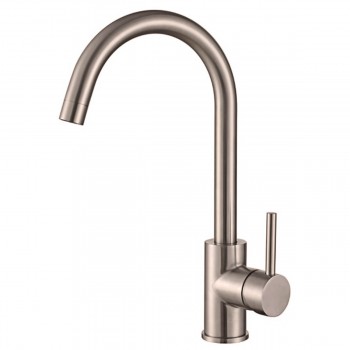 Смеситель для кухни ULA 417 нержавеющая сталь, однорычажный, бежевый U-образный поворотный излив