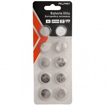 Батарейка литиевая Profmet CR2016 3 В, набор 10 шт