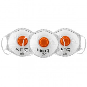 Mască antipraf NEO Tools 97-303, FFP2, cu supapă de expirare, set 3 bucăți