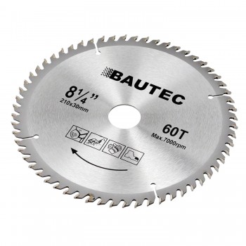 Disc circular pentru lemn BAUTEC 210x30 mm, 60 dinți, pentru fierăstrău circular (art. 1105)