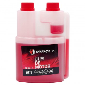 Ulei pentru motoare 2T YAMAMOTO 0.5 L roșu cu dozator pentru drujbe, motocoase și motopompe