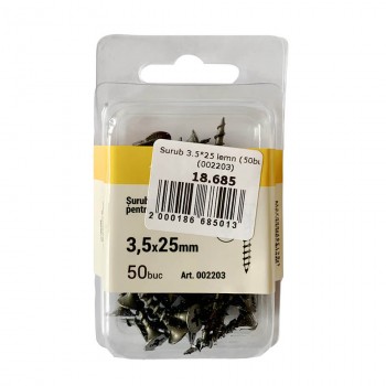 Șurub pentru lemn și gips-carton Lider 3.5x25 mm 50 bucăți (Art. 002203)