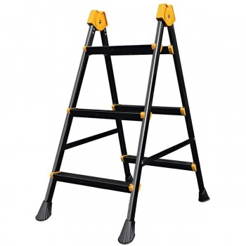 Стремянка металлическая двусторонняя Eurostep Lepus 3+3 ступени, 150 кг, черная