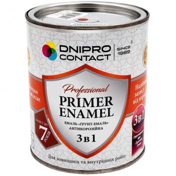 Грунт-эмаль антикоррозионная DNIPRO Contact PRIMER ENAMEL красно-коричневый 3в1 глянцевая 0,9 кг