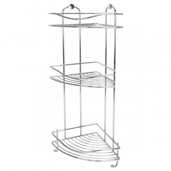 Etajeră de colț pentru baie Tekno-tel din metal, crom, 3 rafturi, 200 x 200 x 540 mm, BK254