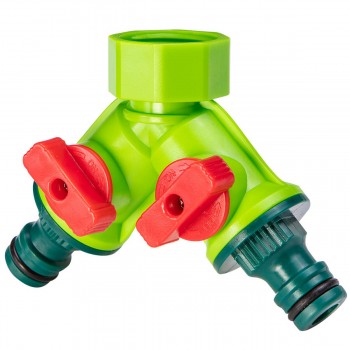 Разветвитель для полива VERTO 2 канала, 3/4", с клапанами 15G760