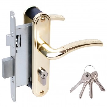 Broască îngropată cu mânere Zenit ZV4-U-27, îngustă, aurie, eurocilindru, 55 mm, backset 45 mm, fără cilindru