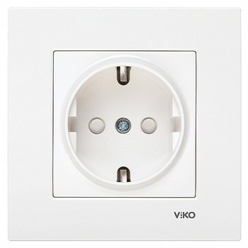 Розетка с заземлением и защитными шторками Viko белая Karre 90960042