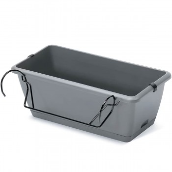 Ghiveci pentru flori Prosperplast Respana Easycare W 397x190x140 mm, 6,5 l, gri, cu tavă, pentru balcon și terasă ISE400SW-405U