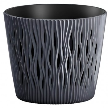 Горшок для цветов Prosperplast Sandy Round DSR190-S433, 19x16,5 см, 3 л, антрацит