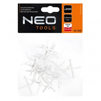 Distanțiere pentru montarea gresiei și faianței NEO Tools 1 mm, 200 bucăți (Art. 61-106)