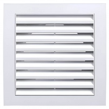 Grilă de ventilație Mistral 150x150 mm cu flanșă d.100 mm, din plastic, alb 1515RR10F