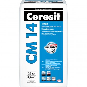 Клей для плитки и керамогранита Ceresit CM 14, 25 кг