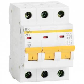 Автоматический выключатель IEK ВА47-29 3P, тип С, 4.5 кА, 25 А, 400 В