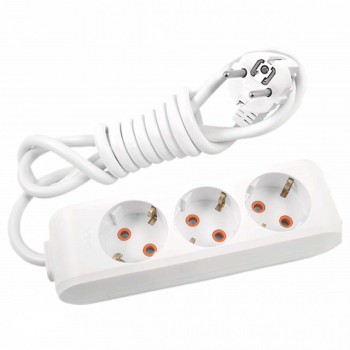 Prelungitor casnic Viko cu împământare 5 m 16 A 230 V 3 prize IP20 PVS 3x1.00 mm2 alb (90114305)
