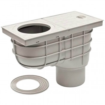 Gură de scurgere a apei de ploaie verticală pentru zonele pietonale Chudej gri 305x155x235 mm din plastic 0111730