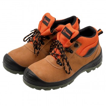 Bocanci de protecție HAMMER S1P, piele întoarsă maro, înalți, cu șiret, mărimea 42