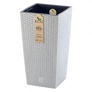 Горшок для цветов Prosperplast Rato Square ECO Wood DRTS240W-S449W, 24x24x45 см, объем 19 л, белый